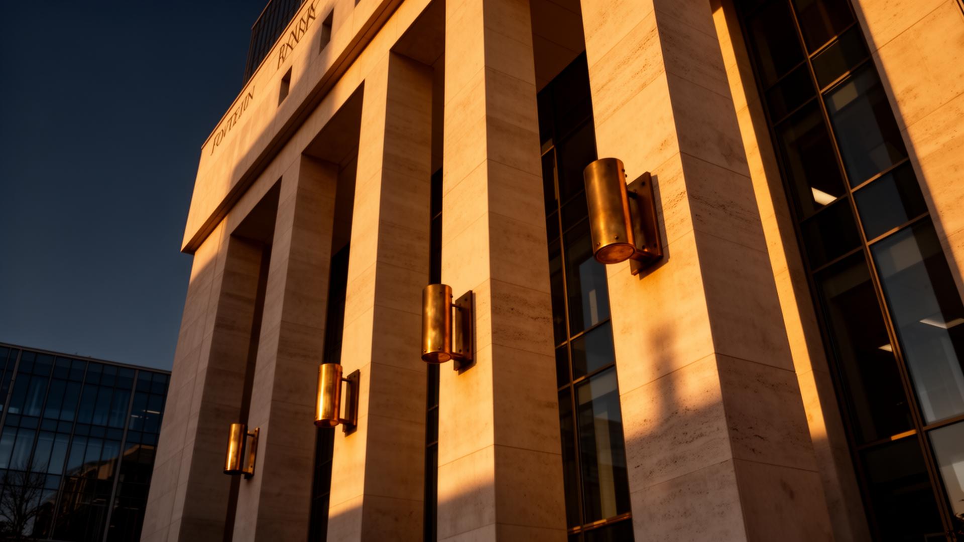 Institutional architecture at golden hour